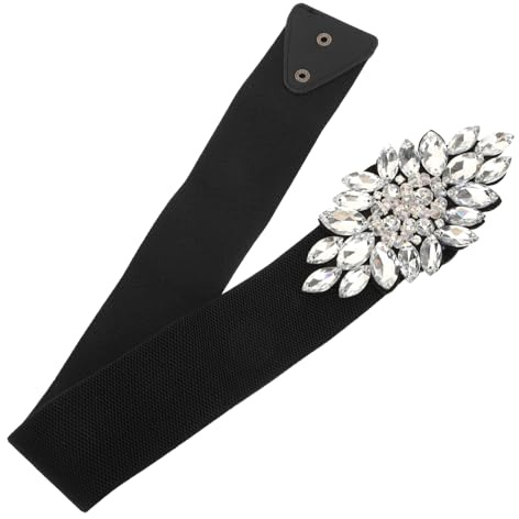UKCOCO Cinturón de Vestir Gemas de Imitación Elegante y Ajustable, Cinturilla en Color Claro 70 Cm para Mujer, Accesorio para Bodas, Fiestas y Eventos Formales