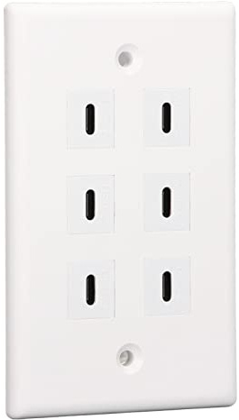Yctze 6-portars USB Vägguttag Typ C USB-uttag Uttag - Plugg Business -laddningsuttag med 6 Portar - Verktyg & Heminredning/El/ & Tillbehör/Standard