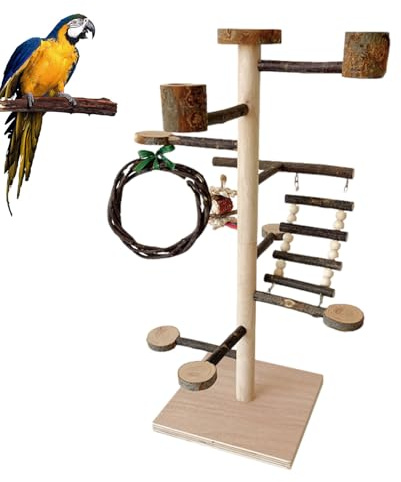 Parco Giochi Per Parrocchetti - Gioco Di Legno Naturale E Arrampicata Con Accessori Gabbia Per Uccelli | Parco Giochi Per L'Occupazione Inseparabili,Per E Voliera Parrocchetti Ninfici