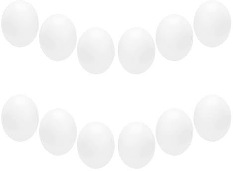 ERINGOGO Faux Œufs en Plastique Blanc Réalistes pour Oiseaux, Accessoire pour Oiseaux Solide sans Décoloration, 12 Pièces Délicates pour Pigeons et Pigeonniers