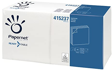 Papernet 415237 Ready Table - Tovaglioli Bianchi Carta 32x33 cm - Tovaglioli Carta Bianchi 1 velo - 300 tovaglioli
