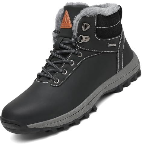 Mishansha Scarpe Uomo Donna Invernali Stivaletti Antiscivolo Scarponi Neve Stivali Impermeabili Trekking Nero,42