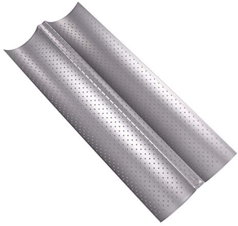 Cabilock Backform Edelstahl Baguettebackblech 2 Mulden Pfanne Antihaft Brot Backen Kochen Bäckerei Restaurant Backzubehör Silber