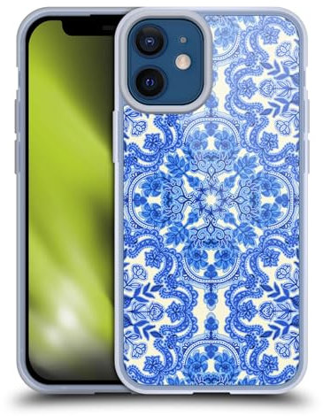 Head Case Designs Officially Licensed Micklyn Le Feuvre Cobalt Blue And White Floral Patterns Gel Case [Military Grade Protection] Compatible with Apple iPhone 12 Mini and Compatible with MagSafe