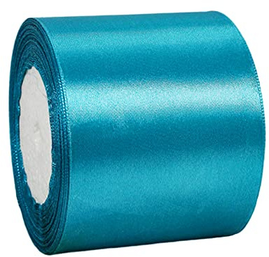 75mm Wide Teal Blue Ribbon Thick Satin Ribbon 22m, 3 inch Thick Peacock Blue Ribbon for Gift Wrapping Wedding Car Christmas Birthday Cake Bow Florist Bouquet Crafts Decorations