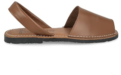 PAYMA - Menorquinas Avarcas de Piel para Hombre Mujer Unisex. Fabricadas en España. Sandalia Alpargata de Verano. Planta Acolchada. Talón Abierto. Color: Cuero, Talla: EU 41