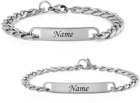 Armbander mit Gravur | Personalisiertes Armband für Paare | Armband mit Gravur | Pärchenarmband | Namensarmband | Silberarmband für Herren & Damen