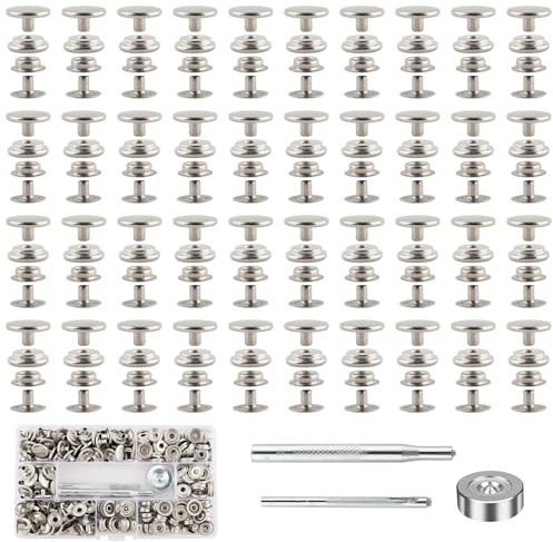 300 Stück (75 Sätze) Druckknöpfe Set, Edelstahl Druckknöpfe 15mm, Druckknöpfe Metall, Metal Snap Buttons Kit, Druckknöpfe Leder, Canvas Snap Kit, mit 3 Fixierwerkzeug, für Kleidung Leder DIY Handwerk