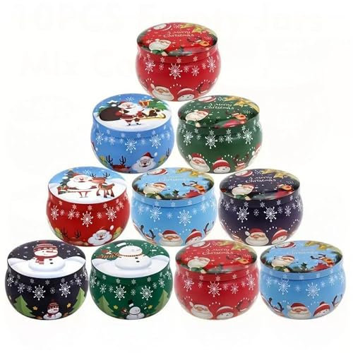 Bintion 10 barattoli per candele natalizie festive, scatole di latta in metallo, 62,4 g, perfette per realizzare candele, decorazioni, forniture per feste e barattoli regalo, barattoli vuoti, colore
