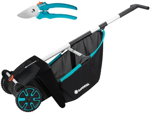 Gardena Carrito recolector de Hojas y césped: Barredora para el jardín, con Bolsa colectora extraíble, Sistema de cepillos Giratorio, Agarre ergonómico, silencioso (3565-88)