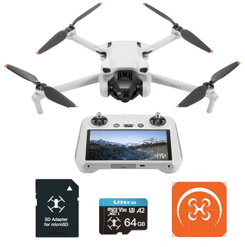 DJI Mini 3 RC mit Vielseitiges Zubehör – Leichte und Faltbare Mini-Kameradrohne mit 4K HDR-Video, 38 min Flugzeit, echten vertikalen Aufnahmen und intelligenten Funktionen, C0