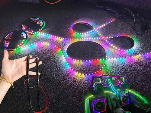 Ydzwavui Lighting - Tinted Black Out 8PCS 4FT 48 1.2Meters RGB Dream Color Chasing Underbody Light Strips for Polaris Slingshot GT LE S SL SLR SLR LE 2015-2025 Ryker Spyder Golf Cart APP Remote