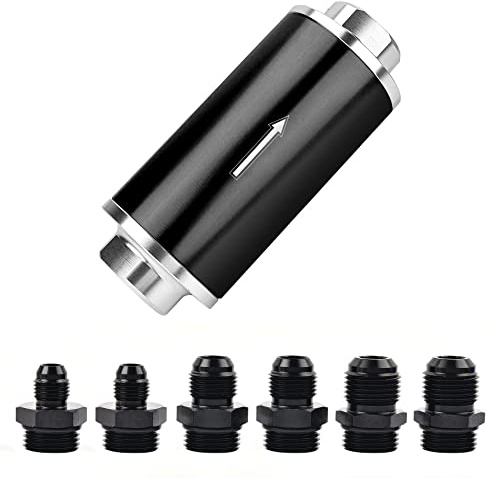 EVIL ENERGY Inline Fuel Filter 100 Micron with 6AN 8AN 10AN Adapter Universal 50MM