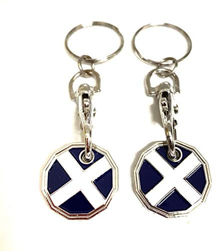 UK Phoenix Trolley Token New £1 Coin Shape 12 Sided Shopping Cart Key Ring Release Shop Locker Keychain (2 x Scotland)