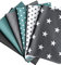 babrause® Stoffpaket Patchwork Baumwollstoffe 12 x (25x35cm) (Pfefferminz Grau Weiß)
