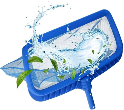 Amapool Poolkescher Deluxe I Bodenkescher mit feinmaschigen tiefen Netz I Tiefenkescher I extra Stabiler Kunststoffrahmen I Poolzubehör Kescher