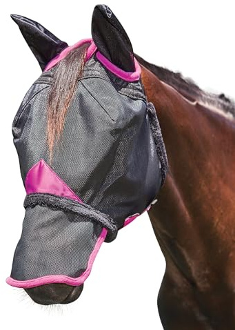 WeatherBeeta ComFiTec Deluxe Durable Mesh Mask with Ears & Nose, Black/Purple, Full