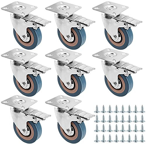 ZOENHOU - Ruedas giratorias de 400 kg, robustas con frenos y tornillos de 50 mm, ruedas de carro industriales para muebles, capacidad de carga de 400 kg