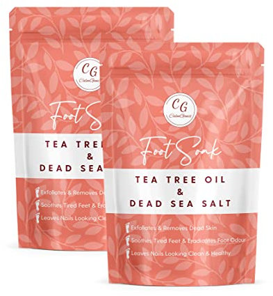 CalmGenix Foot Soak with Tea Tree Oil & Dead Sea Salt | Helps Treat Nail Fungus and Athletes Foot, Foot Spa Bath | Foot Moisturiser & Deodorizer Feet Soak | Exfoliating Foot Soak – Double Pack