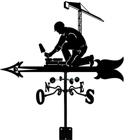 JESSAH Veleta de albañil Herramienta de medición de Veleta de Viento con Montaje en Techo Veleta de jardín Decoraciones de Metal Indicador de dirección del Viento para Patio de Granja de Techo al a