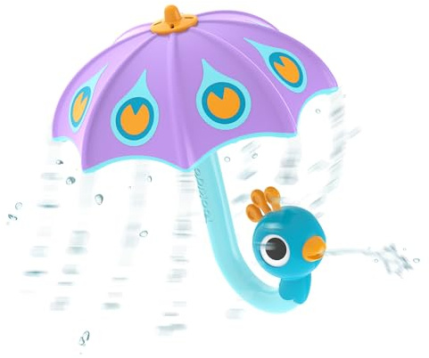 Yookidoo Fill N Rain Badespielzeug – Interaktives Badewannen-Set mit Pfauen-Regenschirm für Babys und Kleinkinder – lustiges und lehrreiches Wasserspiel mit Blasen und Regeneffekt für Kinder