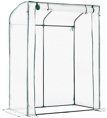 LARMNEE Serre de Jardin, Mini-Serre, Protection pour Tomates, Tente Abri Maraîchère, Toit Arrondi pour Écoulement d’Eau, Porte Zippée Enroulable, Bâche en PE, Vert EWT71GH02