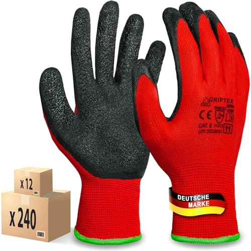 MK-Glove Abriebfest Arbeitshandschuhe Herren (12 Paar) - Gartenhandschuhe und Montagehandschuhe mit Latexbeschichtung - Werkstatt Schutzhandschuhe Mechaniker Handschuhe - Größe 11-XXL