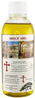 Bouteille d'huile d'olive Sainte Vierge de Jérusalem Terre Sainte pour la maison Bénédiction onction et prière Lampe d'autel bénie dans l'église du Saint-Sépulcre Cadeau chrétien 250 ml