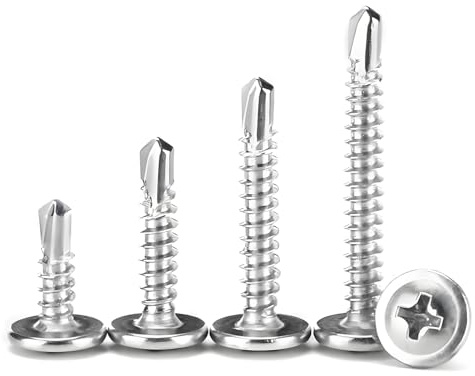 YIYIWANG 20 Pcs Stainless Steel Self-Drilling Screws M4.2 x 50mm Wafer Head Tek Screws for Sheet Metal, Wood & Plastics - Modified Truss Head Design for Secure Fastening