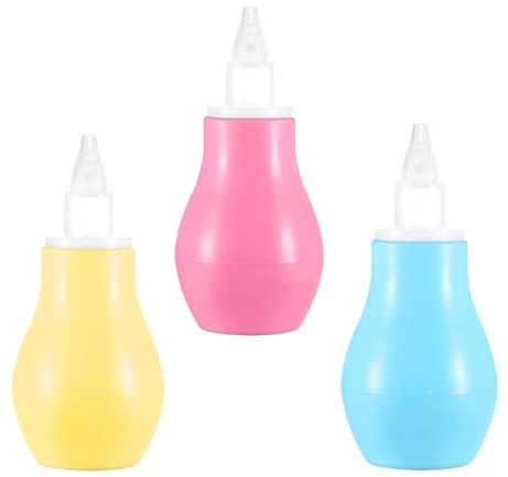 HAICN 3Pieces Baby Nasal Aspirator Pink Blue Yellow Newborn Nose Cleaner Mucus Removal for Health Care Baby Grooming