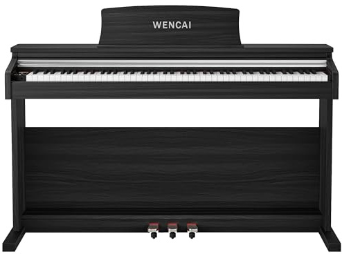 WENCAI 88 Keys Digital Piano Hammer Action Weighted Keyboard Piano, Full Size Upright Electric Piano, Wooden Electronic Piano for Beginner Professional, MIDI-USB Support, 3 Pedals, Black