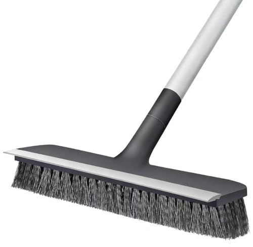 AONEZ Floor Scrub Brush with Long Handle - Adjustable Handle 2 in 1 Scrape and Heavy-Duty Stiff Bristle Floor Scrubber Brush for Cleaning Bathroom, Kitchen Patio Tile Garage and Deck
