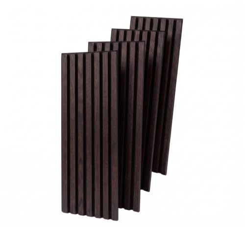 MEBANO. Set med 4x 30x132 cm Akustiska Paneler Trä i Wenge – MDF Väggpanel med Akustikfunktion och Trästruktur