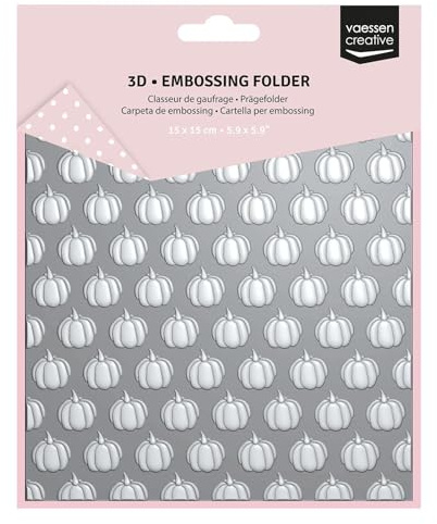 Vaessen Creative 3D Prägeschablone Hintergrund - Kürbisse von 15 x 15 cm - Bastelbedarf Herbst und Halloween für Grußkarten - Bastelzubehör für DIY, Karten Basteln, Journaling und Scrapbooking