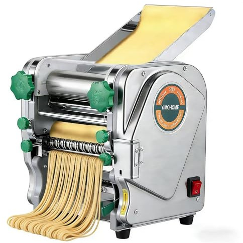 YIMOHOME Commercial Electric Pasta Maker Machine for Business Restaurant,Auto Household Noodle Maker,All Stainless Steel Dough roller,750W Strong Power Pasta Cutter,Heavy-Duty Dumpling Dough Sheeter