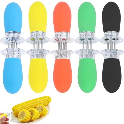 YAOYYG 10 Piezas Soporte Para Maíz De Acero Inoxidable, Pinchos Para Mazorca Brochetas, Mango De Plástico Brochetas, Para BBQ Tenedor Reutilizable,para Cocina Y Picnics
