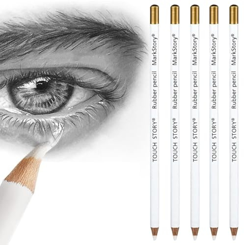 UIEXAY Blanc Croquis Crayon,Crayon Dessin Blanc,Crayons Croquis,5 Pièces De Fusain,De Charbon Bois, À Fusain,Fusains Pour Dessin