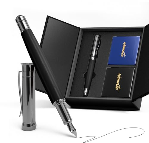WEMATE Fountain Pen Set for Writing, Fine Nib, Black Ebony