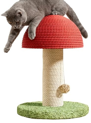 Paletto Gratta | Sisal Con Fungo Moderno - Albero Gratta Per Gatti, Per La Stimolazione Mentale, Esercizio Fisica, Dalla noia, Casa, Appartamento, Pavimento Interno E