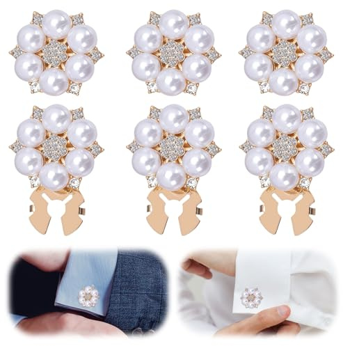 GAZIL Juego de 6 Cubrebotones de Perlas de Colores, Botones Decorativos de Cristal con Brillantes para Blusas de Mujer, Camisas, Vestidos, DIY Accesorios de Moda