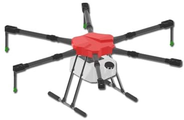 V1650 Hexacopter Heavy-Lift flygplattform 16L nyttolastkapacitet 40 mm kolfiberarmar Vikbara UAV ramsystemsats(Red cover kit)
