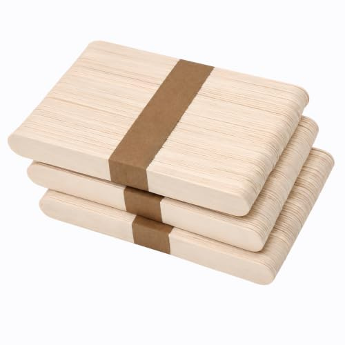 OWLKELA 180 palitos de hielo de madera, 150 mm, palos de madera para manualidades, tallos de madera, para manualidades, palillos de madera, espátulas de madera DIY