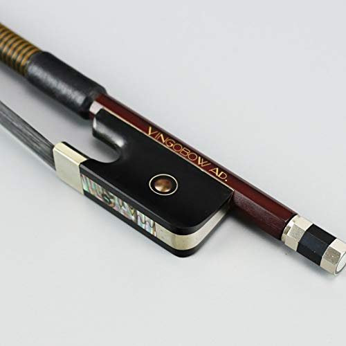 VINGOBOW Brasilholz Französischer Kontrabassbogen Bassbogen pernambuco Leistung für fortgeschrittene Spieler 1/2 Größe 68cm