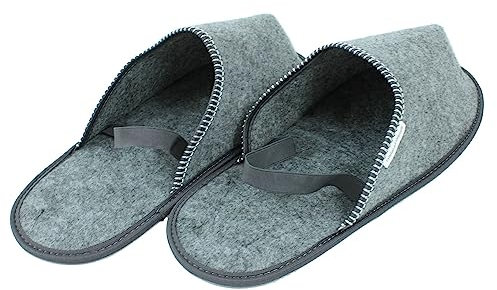 Kettelservice-Metzker Museumspantoffeln - Filzüberschuhe - Handwerkerpantoffeln mit stabilem Gummiband in Einheitsgröße 1 Paar Grau