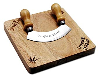 Black Leaf - Weedboard aus Eiche mit Wiegemesser - 200x200x25mm