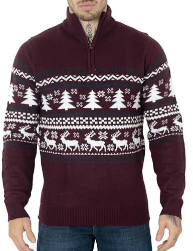 NOROZE Hommes Noël Pull-Over Nouveauté Fair Isle Jumper Gros Tricot Xmas Pull pour Les Femmes Unisex Pullover