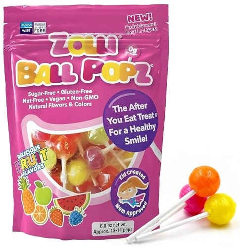 Zollipops Zolli Ball Popz Lollipops Clean Teeth, Natural Fruit, 170 g