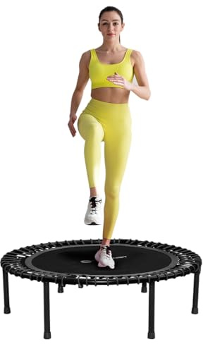 Fitness Trampoline for Adults and Kids, Indoor Rebounder Exercise Trampoline for Workout Fitness for Quiet and Safely Cushioned Bounce Workout (Without Handles, Black)