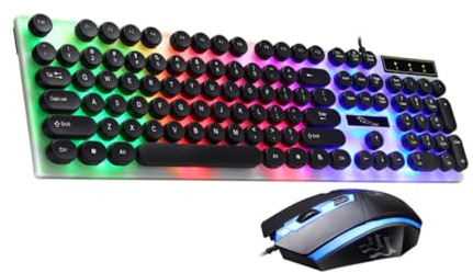 Gatuida Tastiera Computer Usb Retroilluminata Tastiera Del Computer e Mouse Nero Comoda Pratica Design Portatile