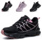 Ayqyc Sicherheitsschuhe Arbeitsschuhe Damen Leicht Stahlkappenschuhe Sportliche Atmungsaktiv rutschfeste Schutzschuhe Schwarz Rosa EU 36